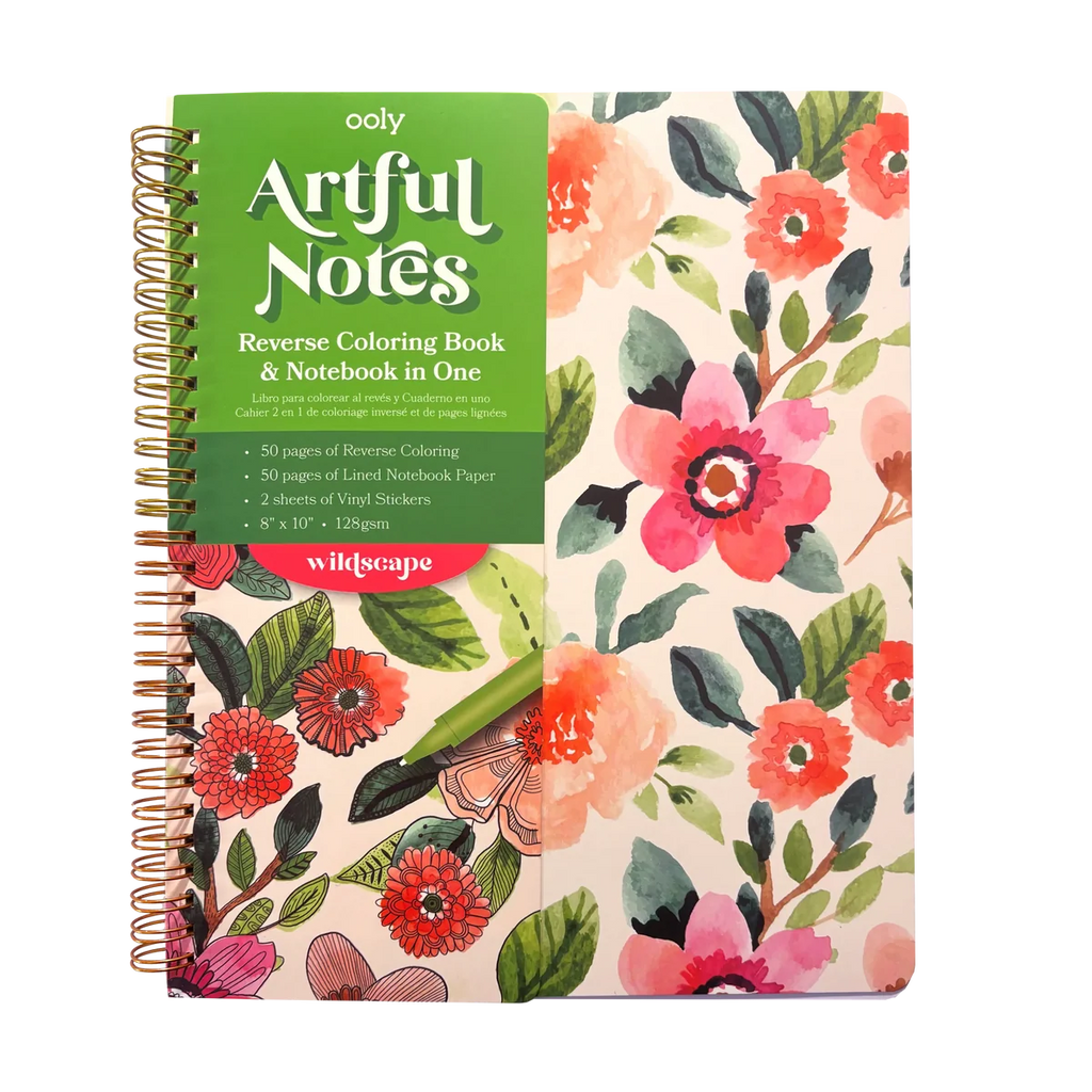 Artful Notes Reverse Coloring Notebook (Wildscapes)