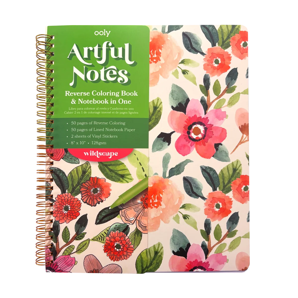 Artful Notes Reverse Coloring Notebook (Wildscapes)