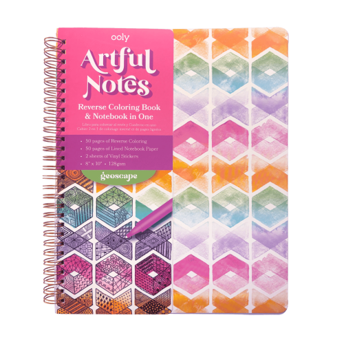 Artful Notes Reverse Coloring Notebook (Geoscapes)