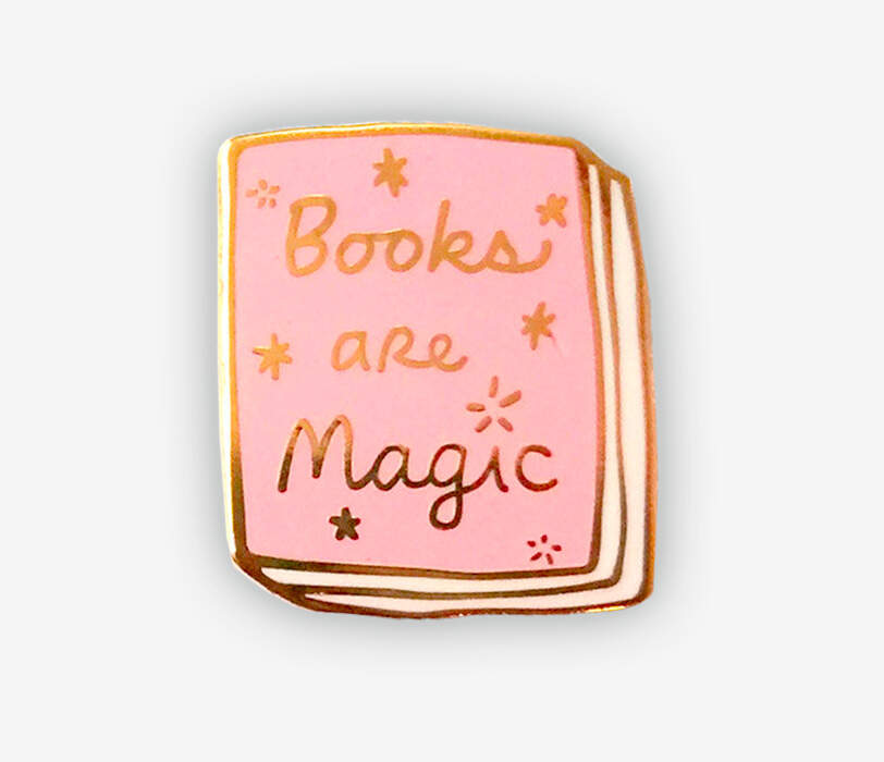 Books Are Magic Pink Enamel Pin