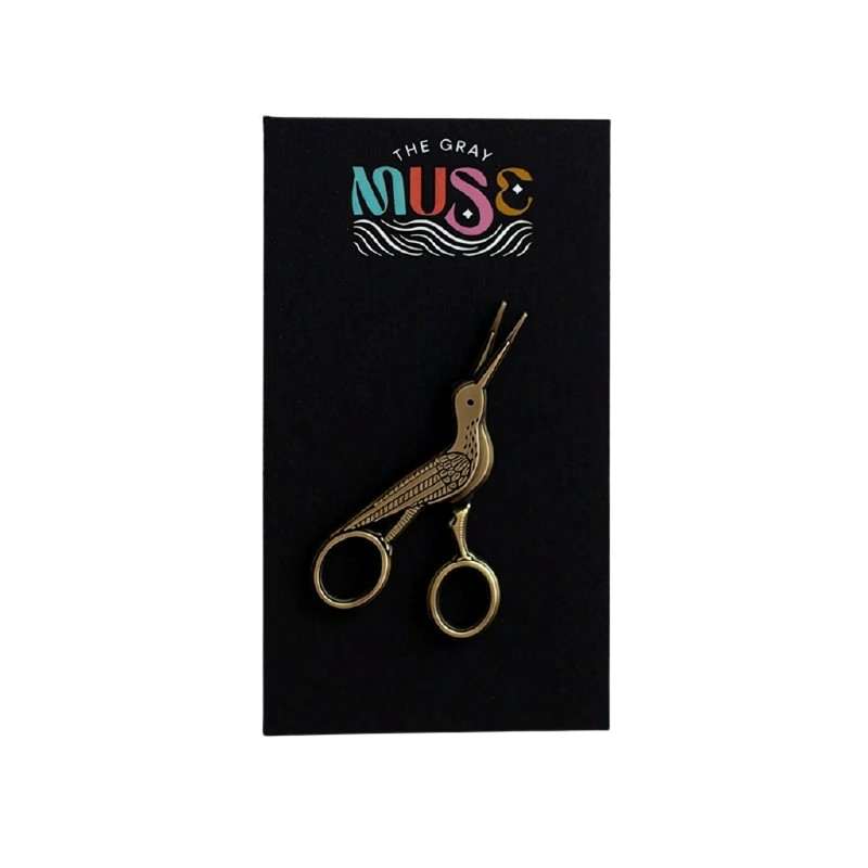Embroidery Crane Scissors Interactive Enamel Pin