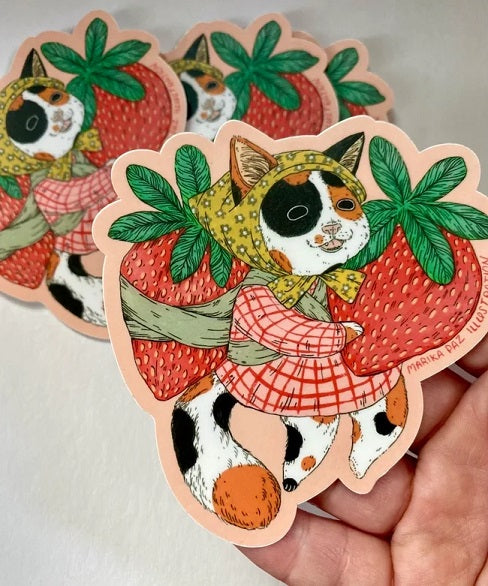 Sticker-Strawberry Cat