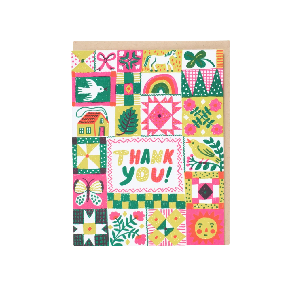 Folk Quilt Thanks Card